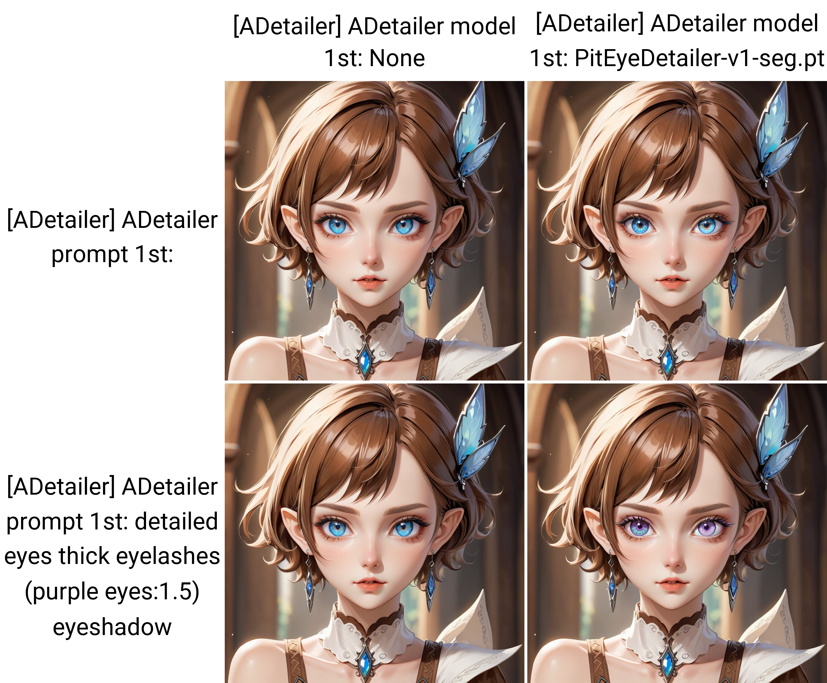 ethereal fantasy concept art of  anime artwork beautiful woman,cowboy shot,pixie cut,Warm Brown lipstick,iridescent trim,Blue eyes,eyeshadow,makeup,earrings,hairclip,elf,pointy ears, . anime style . magnificent