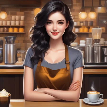 (masterpiece:1.2),1girl,pale_skin,realistic skin,large breasts,facing viewer,looking at viewer,A skilled barista wearing a stylish apron over a casual tee,crafting the perfect latte art in a cozy coffee shop,medium breast,vibrant colors,black hair,smile,masterpiece,best quality,
<lora:SDXL harry_potter_v1 CF txt:1>,, masterpiece, best quality,
