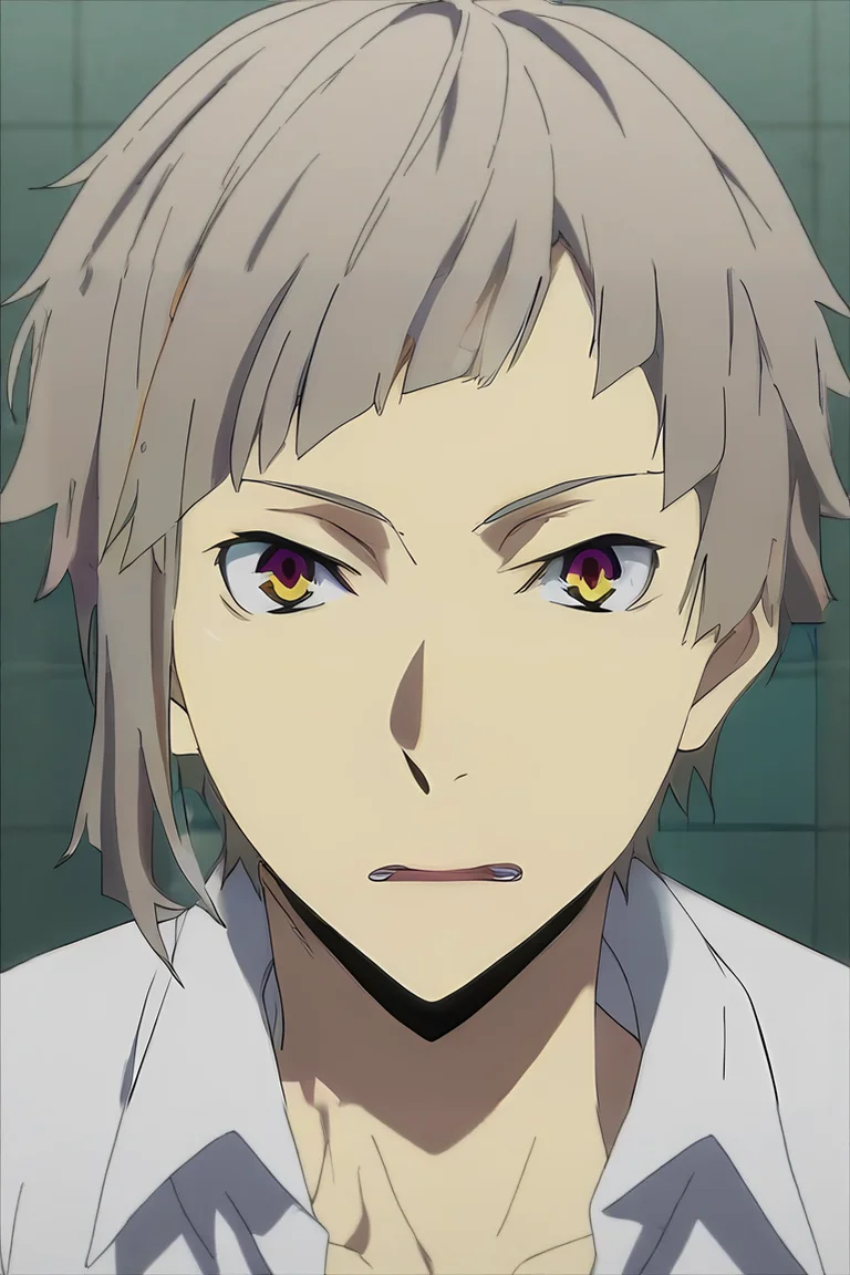 score_9, score_8_up, score_7_up, source_anime, semi-realistic, looking at viewer, , , 1boy, solo, male focus, <lora:atsushi_nakajima_pony:0.9>, atsushi_nakajima, grey hair, yellow eyes, multicolored eyes, purple eyes, short hair, , hospital, Hands reaching out, indicating a desire for connection, <lora:sdxl_lightning_8step_lora:1>