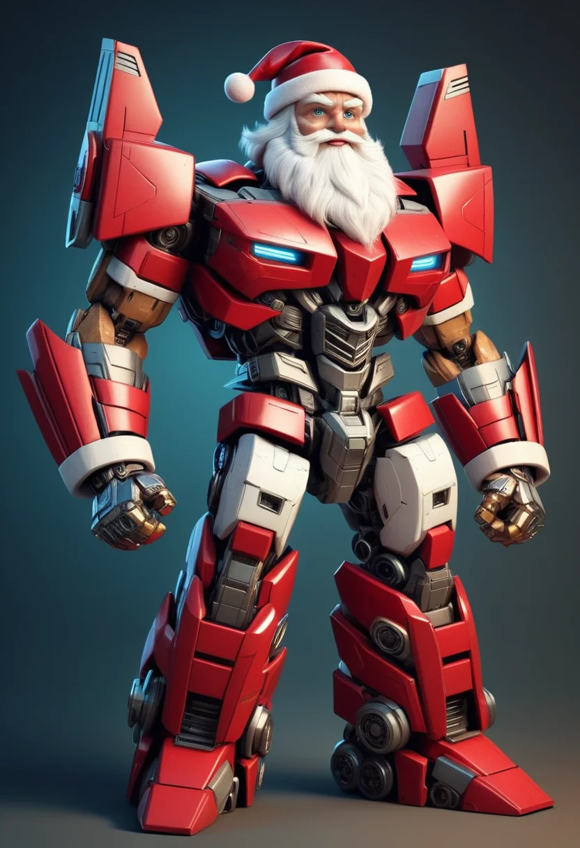 Santa Claus stylized in the TransformersStyle <lora:TransformersStyleXL-000009:0.5>