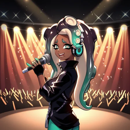 score_9, score_8_up, score_7_up, score_6_up, score_5_up, score_4_up, zPDXL2,rating_questionable, source_anime, 1girl, solo, <lora:Concert_Stage:0.8> st4g3,concert, crowd, stage lights, raised stage, microphone,marina splatoon, curtains, looking at viewer, from side