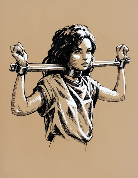 score_9, score_8_up, score_7_up, score_6_up, score_5_up, score_4_up, lineart, sketch, traditional media, beautiful woman, metalyoke, thickyoke, shirt, upper body