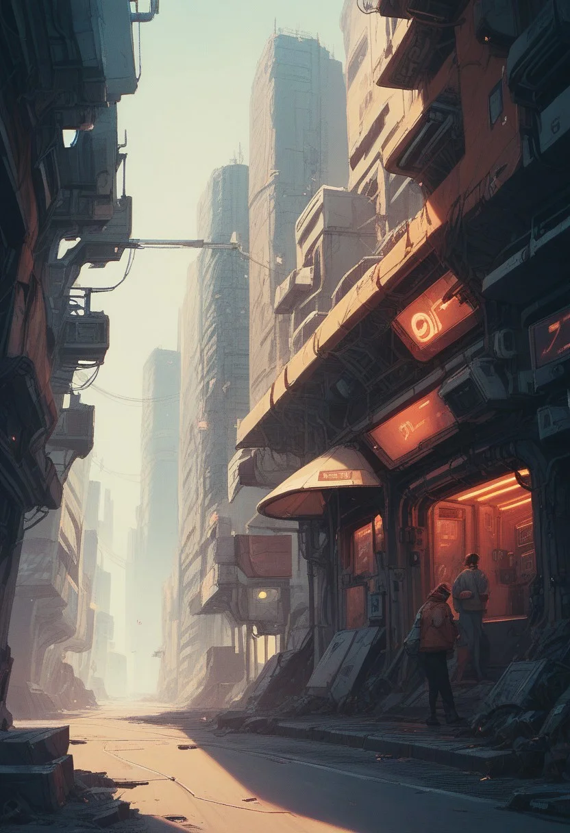 score_9, score_8_up, score_8_up, futuristic city, chill, lofi, retro futuristic, detailed