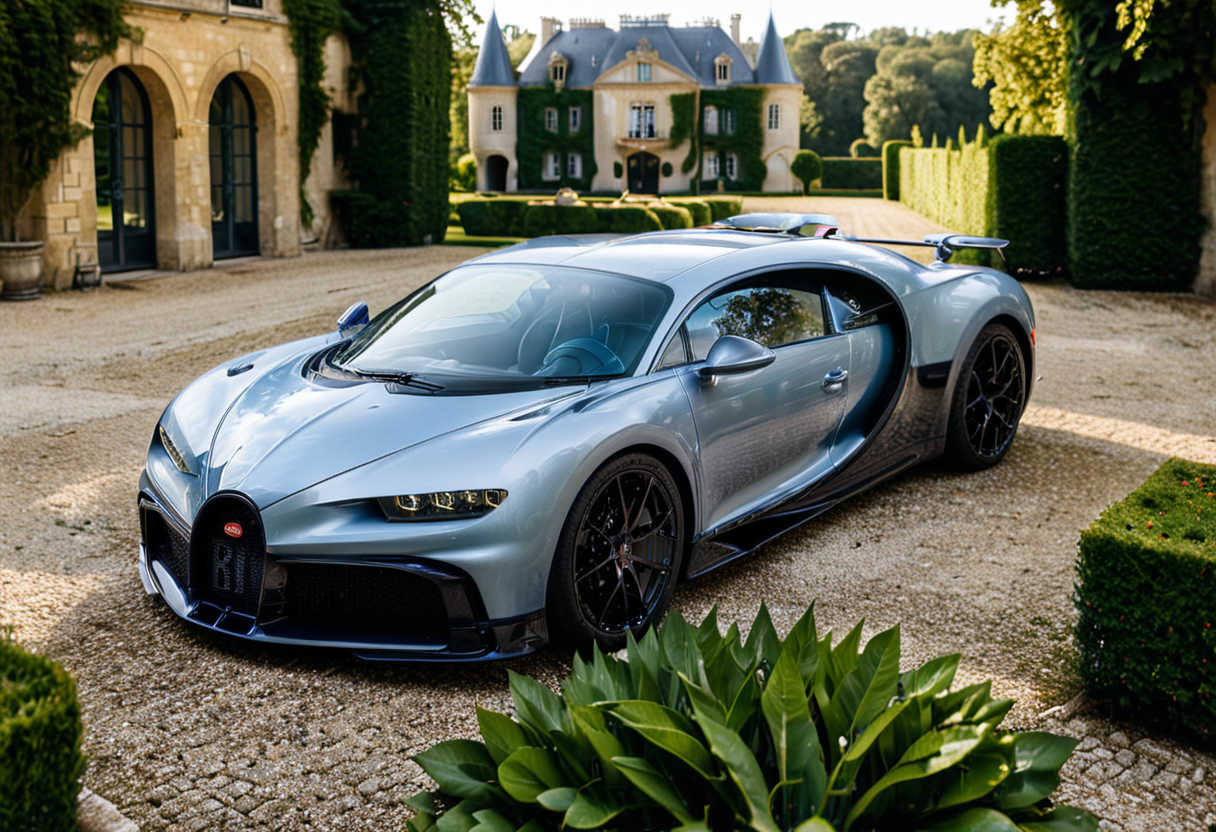 <lora:bugattich1r0n:1>,A soft purple, bugatti ch1r0n parked outdoors in front of a majestic French château. The car, with its glossy metallic blue exterior and sleek black accents, is perfectly positioned on a cobblestone driveway leading to the château. The château features classic French architecture with large arched windows, intricate stonework, and tall, elegant towers. The setting is bathed in soft golden sunlight, creating a warm and luxurious atmosphere. Surrounding the château are neatly trimmed gardens, fountains, and lush greenery, enhancing the sense of grandeur. The scene combines automotive excellence with historical elegance."
<lora:SDXLFaeTastic2400:0.4> <lora:extremely_detailed:0.4> extremely detailed, Masterpiece,best quality,hi res,8k,hi res,8k,award winning,(sharp focus, intricate, highly detailed),