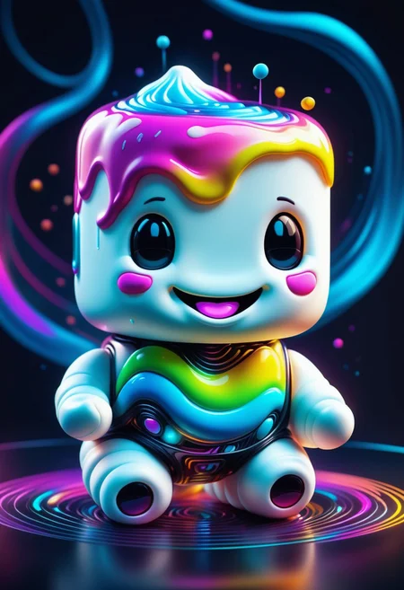 a happy marshmallow made out of Jed-CyFut , full of details , positive emotional