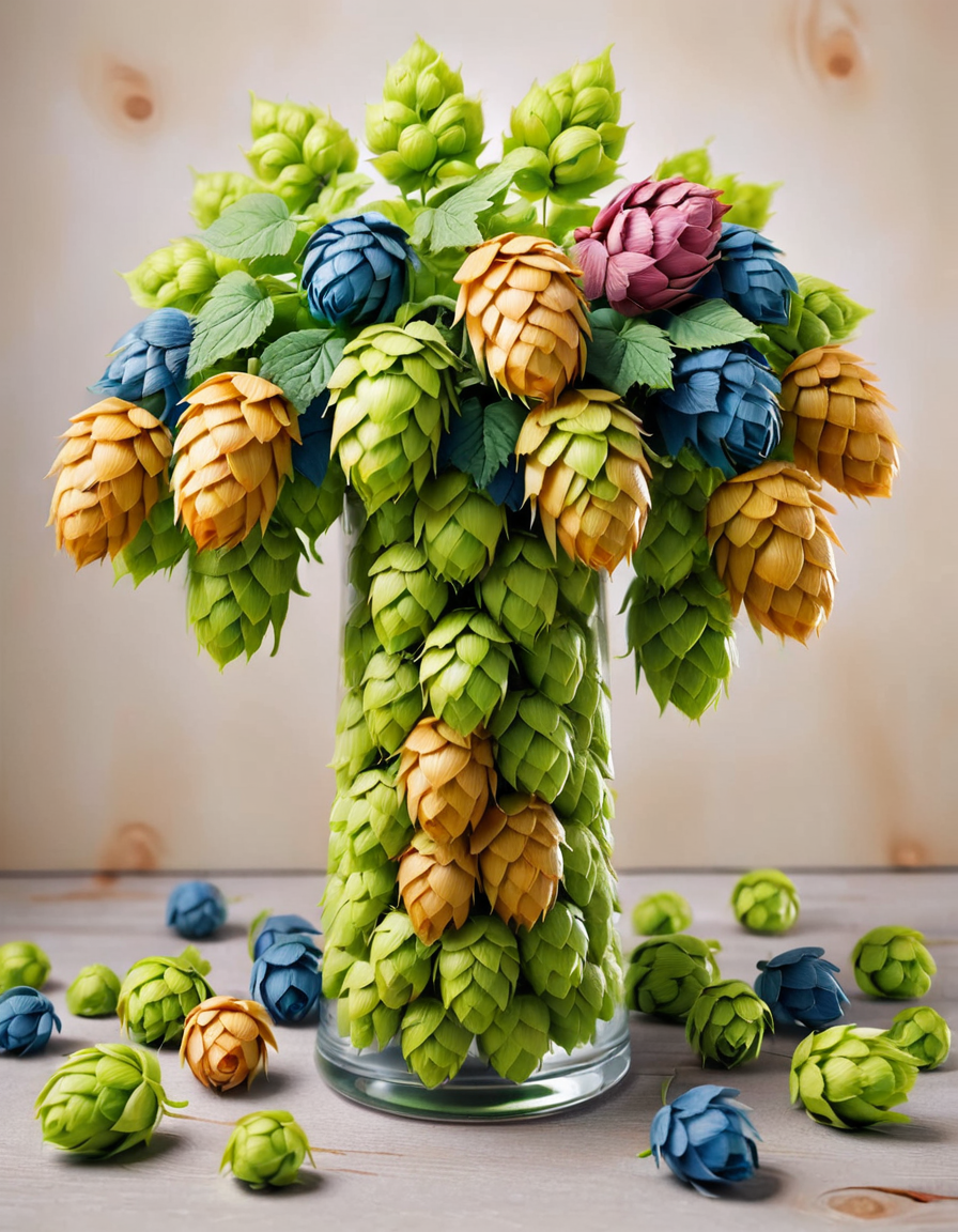 flowers in a vase, multicolor <lora:ral-hops:1> ral-hops