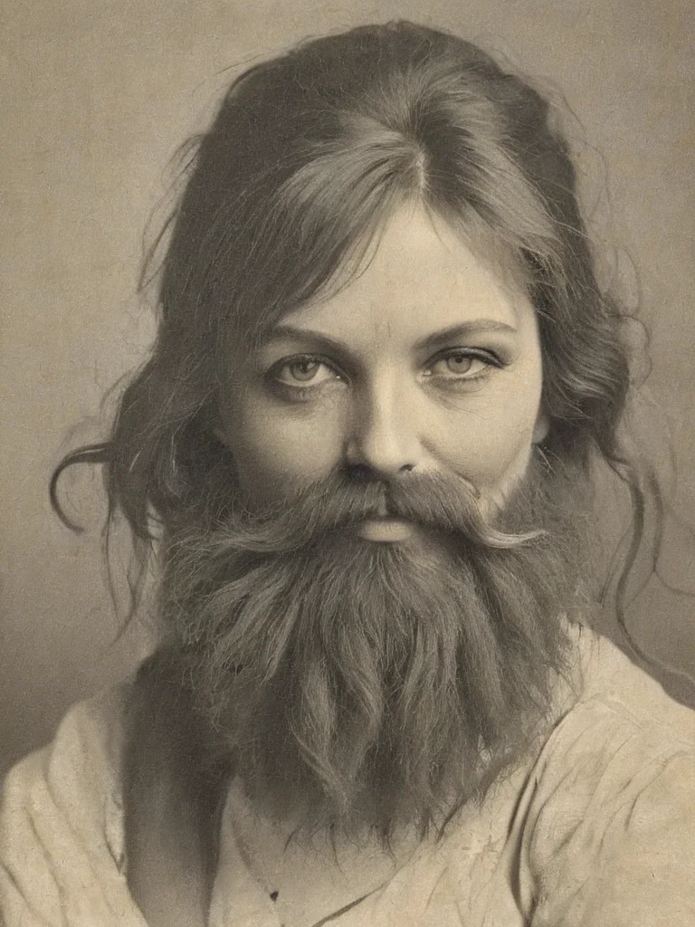 depiction of a woman which is sporting a beard and mustache, <lora:- SDXL - brdanmu_ beard_mustache_V1.0:1>
