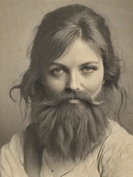 depiction of a woman which is sporting a beard and mustache, <lora:- SDXL - brdanmu_ beard_mustache_V1.0:1>
