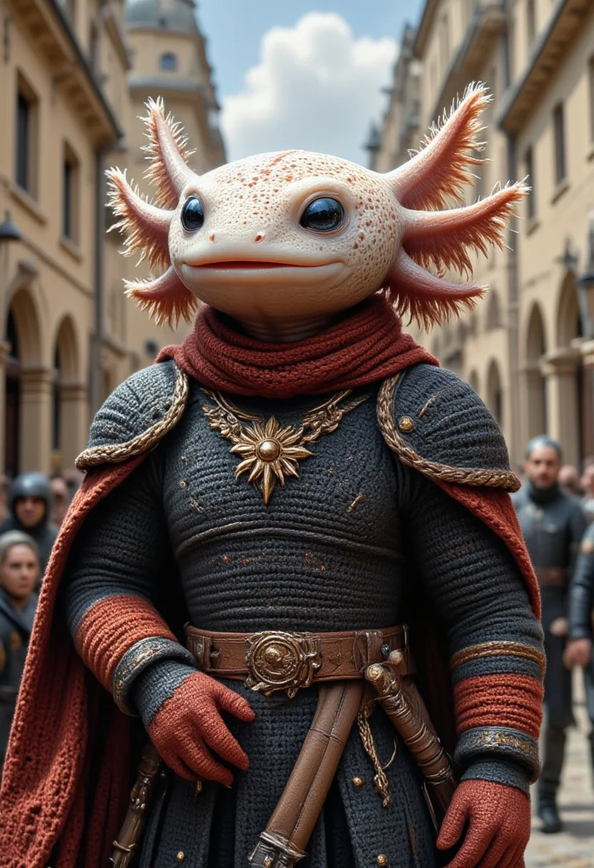 Axolotl in Knitted Crochet Armor