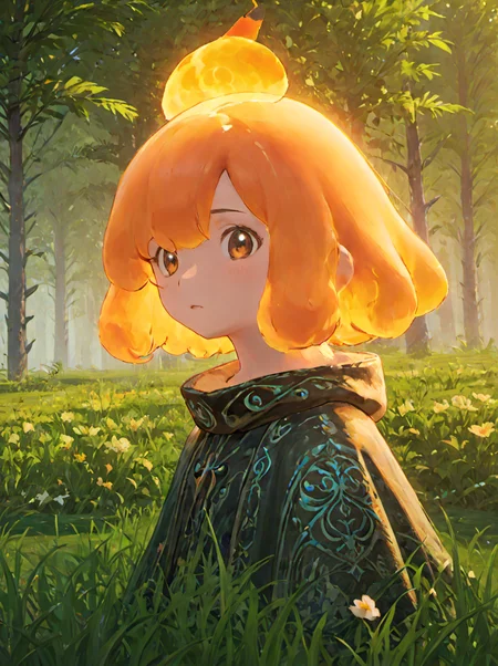 palworld-flambelle, <lora:palworld_flambelle_xl_lora_v4-000030:0.6>, There was a flame on his head, from front,
(closing eyes), upper body, ultra detailed, highly detailed, cinematic lighting, intricate details, flowers growing on the body, (vines connecting to body), (detailed damaged cape), (warm light), (specular light:1.2), (flower field background:1.4), (glowing runes, glowing gem),