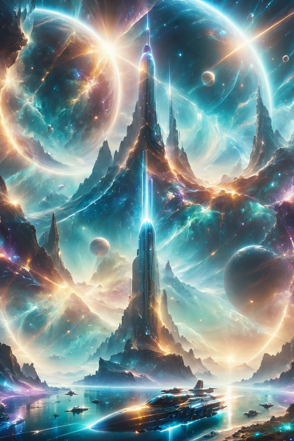 ethereal fantasy concept art of  sci-fi style dreamscape (((Ultra-detailed, 8k, highres, masterpiece)))(((epic-Ultra-HD-details, epic-Ultra-HD-highlights, epic-photo-same-realistic, upscaled-resolution, optimal)))a beautiful serene landscape,<lora:ral-czmcrnbw:0.8>,ral-czmcrnbw,<lora:cs-cr1stal-v2:0.8>,cs-cr1stal-v2,<lora:More_interesting_backgrounds:0.8>,IBG,<lora:more_details:1>,<lora:SyFyEye1_v2.0:0.8>,SyFyEye1,, surreal, ethereal, dreamy, mysterious, fantasy, highly detailed, futuristic, technological, space themes, advanced civilizations, light leaks, lens flares . magnificent, celestial, ethereal, painterly, epic, majestic, magical, fantasy art, cover art, dreamy
