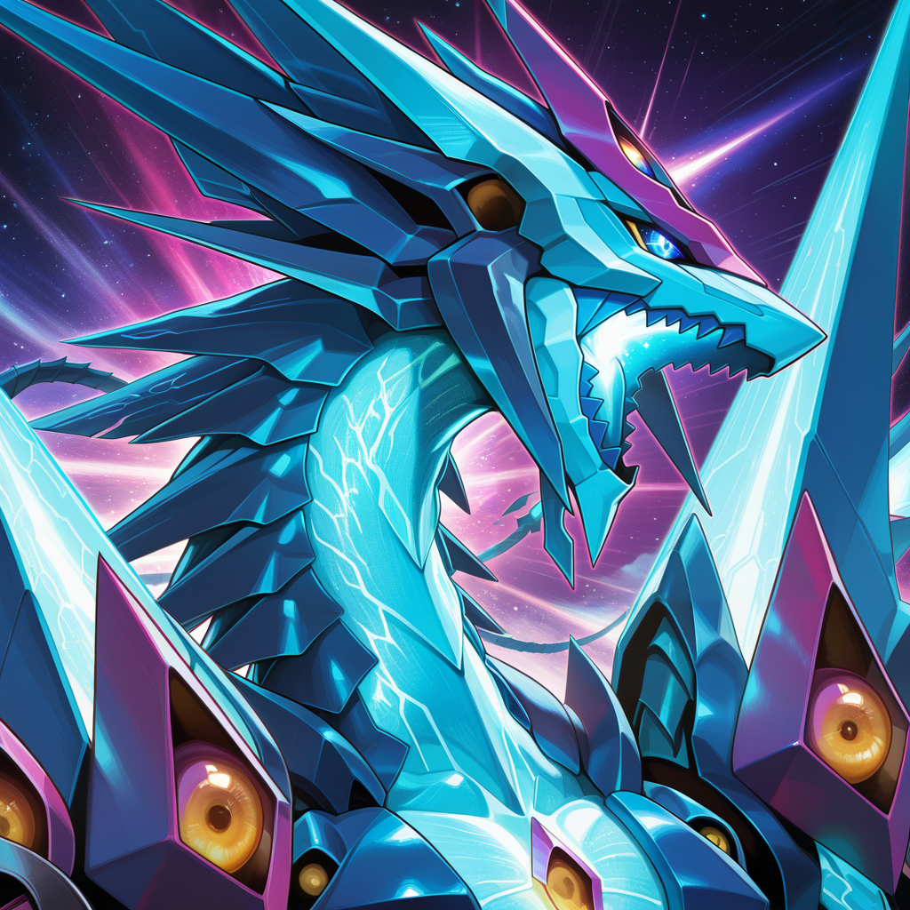 no humans,open mouth,sharp teeth,solo,upper body,space,galaxy-eyes prime photon dragon,close-up,portrait,1other,blue mecha dragon,
masterpiece,best quality,amazing quality,very aesthetic,absurdres,newest,<lora:Galaxy-Eyes Prime Photon Dragon illuXL v2.3:0.77>,
