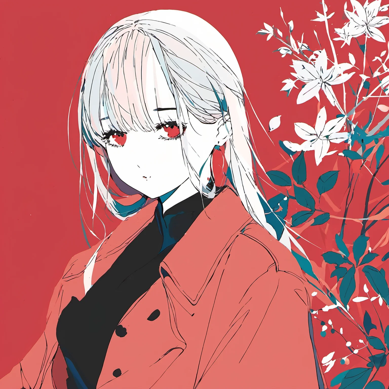 <lora:mourning_girl_xl:0.8>,1girl,red background,