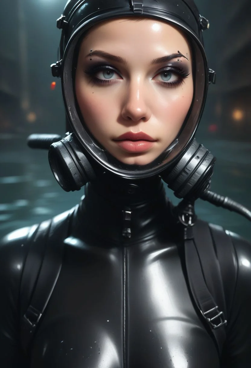 score_9, score_8_up, score_7_up, score_6_up, score_5_up, score_4_up, BREAK,
1girl, goth, makeup, scuba mask, shiny wetsuit, pureerosface_v1, close up face, face portrait, shiny eyes, looking at viewer