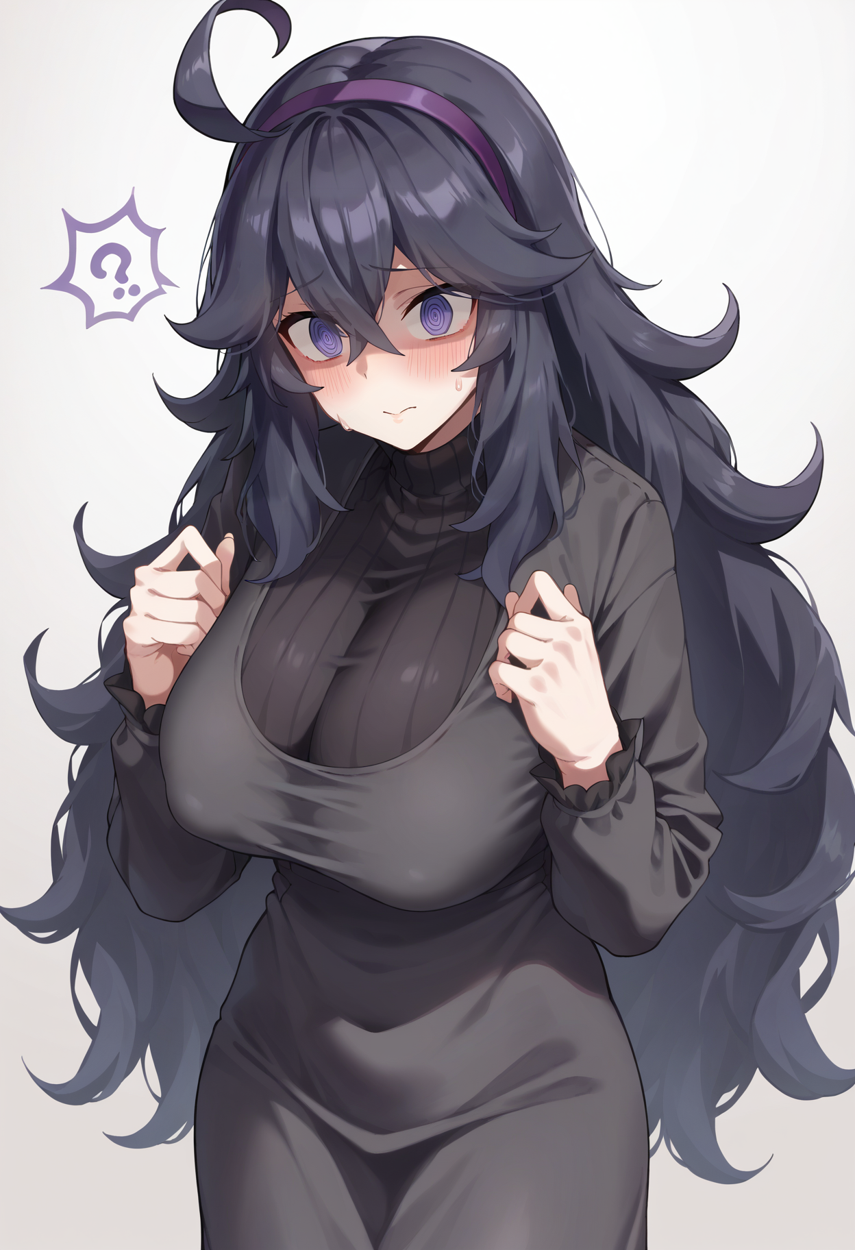 score_9, score_8_up, score_7_up,
BREAK
source_anime,
BREAK
hex maniac \(pokemon\), pokemon, 1girl, purple eyes, purple hairband,
shy, blush, long hair, ahoge, @_@, large breasts, long dress, black dress, long sleeves,
 <lora:Banana Oekaki-v1-PDXL:1>