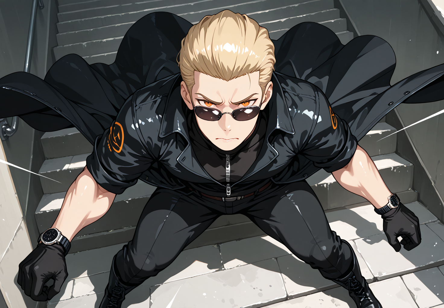 IllusP0s, source_anime, ah1, IllustriousQual, interesting, exciting, spectacular, wonderful, amazing quality, absolutely eye-catching, very awa,  
BREAK <lora:xl_more_art-full_v1:0.2>, <lora:aesthetic_anime_v1s:0.2>,<lora:detailxl:0.2>, detailxl, amazing quality, best aesthetic, absurdres, illustration, Volumetric_Lighting, ultra-detailed, very aesthetic, intricate details, best_quality, lazympos, <lora:Add_Details_v1.2:0.2>, <lora:quality_modifiers_masterpieces_v1:0.2>, <lora:ZootPonyAnime_V1_r2:0.2>, <lora:Bestifacator2:0.2>, anime style,
BREAK (((steps back with poise, knees bent and arms in a dynamic pose, ready to groove))), <lora:DynamicPoseIL2att_alpha1.0_rank4_noxattn_900steps:0.8>, dynamic pose,
BREAK Stable_Yogis_PDXL_Positives, AS-Adult, <lora:Complicated fantasy portrait - XL Pony V2.0:0.2>, <lora:HDA_Detailer:0.3>, AS-MidAged, (((Leading Lines Perspective shot))),
BREAK (((<lora:albertwesker-guy-PONYv1:0.8>, albertwesker, 1boy, toned, athletic, fit, mature male))), <lora:shinyskin2:0.2>, glistening skin, <lora:perfection style:0.2>, perfection style, perfection, 
BREAK (((black gloves, watch, belt, black coat, black pants, black turtleneck, zipper, black boots))), ((sunglasses:1.3)), 
BREAK ((slicked back hair, (short hair:1.7), blonde)), <lora:hairdetailpxl:0.2>, hairdetailpxl, 
BREAK ((angular face, sharp_featured face, handsome, charming, alluring)), slit pupils, orange eyes, expressive eyes, perfecteyes, EyesHD, <lora:Eyes_Lora_Pony_Perfect_eyes:0.2>,
BREAK (((regretful expression, Downturned mouth, sad eyes, furrowed brows))), <lora:Expressive_H:0.2>, Expressiveh, <lora:Emotional_Anime_Expressions_PonyXL_Concept:0.2>, emotional, <lora:Best_Facial_Expression_LoRA_PONY:0.2>, looking at viewer, <lora:Detailed expressive EXEV style -XL Pony V1.0:0.2>, FaceDetail,
BREAK (((timbuktu, african scholarship))), <lora:Background Detailer - SDXL:0.2>, 4k, 8k, Ultra HD, Masterpiece, Best quality, Detailed background, foreshortening, extreme perspective, <lora:Add_more_details_V2_XLpony:0.2> full_details, <lora:background-type1:0.2>, <lora:AddMicroDetails_Illustrious_v3:0.2>, addmicrodetails, SmoothNoob_Quality,