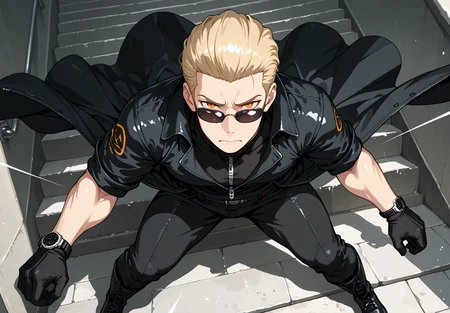 IllusP0s, source_anime, ah1, IllustriousQual, interesting, exciting, spectacular, wonderful, amazing quality, absolutely eye-catching, very awa,
BREAK <lora:xl_more_art-full_v1:0.2>, <lora:aesthetic_anime_v1s:0.2>,<lora:detailxl:0.2>, detailxl, amazing quality, best aesthetic, absurdres, illustration, Volumetric_Lighting, ultra-detailed, very aesthetic, intricate details, best_quality, lazympos, <lora:Add_Details_v1.2:0.2>, <lora:quality_modifiers_masterpieces_v1:0.2>, <lora:ZootPonyAnime_V1_r2:0.2>, <lora:Bestifacator2:0.2>, anime style,
BREAK (((steps back with poise, knees bent and arms in a dynamic pose, ready to groove))), <lora:DynamicPoseIL2att_alpha1.0_rank4_noxattn_900steps:0.8>, dynamic pose,
BREAK Stable_Yogis_PDXL_Positives, AS-Adult, <lora:Complicated fantasy portrait - XL Pony V2.0:0.2>, <lora:HDA_Detailer:0.3>, AS-MidAged, (((Leading Lines Perspective shot))),
BREAK (((<lora:albertwesker-guy-PONYv1:0.8>, albertwesker, 1boy, toned, athletic, fit, mature male))), <lora:shinyskin2:0.2>, glistening skin, <lora:perfection style:0.2>, perfection style, perfection,
BREAK (((black gloves, watch, belt, black coat, black pants, black turtleneck, zipper, black boots))), ((sunglasses:1.3)),
BREAK ((slicked back hair, (short hair:1.7), blonde)), <lora:hairdetailpxl:0.2>, hairdetailpxl,
BREAK ((angular face, sharp_featured face, handsome, charming, alluring)), slit pupils, orange eyes, expressive eyes, perfecteyes, EyesHD, <lora:Eyes_Lora_Pony_Perfect_eyes:0.2>,
BREAK (((regretful expression, Downturned mouth, sad eyes, furrowed brows))), <lora:Expressive_H:0.2>, Expressiveh, <lora:Emotional_Anime_Expressions_PonyXL_Concept:0.2>, emotional, <lora:Best_Facial_Expression_LoRA_PONY:0.2>, looking at viewer, <lora:Detailed expressive EXEV style -XL Pony V1.0:0.2>, FaceDetail,
BREAK (((timbuktu, african scholarship))), <lora:Background Detailer - SDXL:0.2>, 4k, 8k, Ultra HD, Masterpiece, Best quality, Detailed background, foreshortening, extreme perspective, <lora:Add_more_details_V2_XLpony:0.2> full_details, <lora:background-type1:0.2>, <lora:AddMicroDetails_Illustrious_v3:0.2>, addmicrodetails, SmoothNoob_Quality,