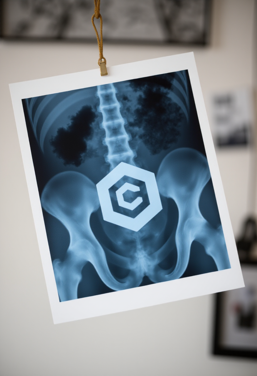 <lora:Rectal_X-Ray_Discoveries_FLUX:1> <lora:civitaiLogoFlux:0.8>
Photograph of a medical X-ray print, showing the silhouette of a human body. In the center of the pelvis, the x-ray image of civitaiLogo is visible.