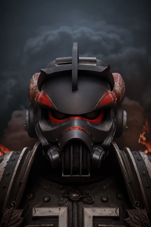 Photo o soviet battle warmachine, ((red star emblem)), metallic mask, huge fire canon, burning insect hive, red armor, 10 minutes before the world will end, hyper-realistic, ultra-detailed, insanely detailed, 4k, realistic 8k, shot on portra 400