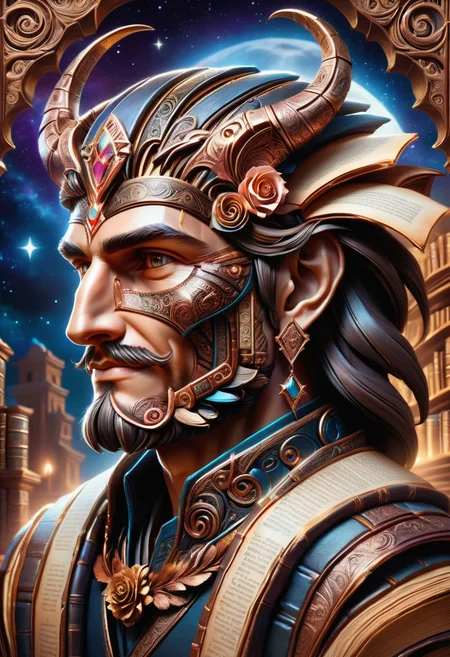 hyper detailed masterpiece, dynamic, awesome quality, DonMB00ksXL male late twenties robust, indigenous peoples of the america, brown eyes, attached ears, round nose, square chin with cleft, , rose gold side part hair, smile, magical nexus, hands touching, forming a magical connection, mystic, photosynthesis magic (creating energy from light) , concentrated stance, eyes closed, mentally focusing on the spell, enchanted moonlight, pages,made of books <lora:DonMB00ksXL-000008:1>