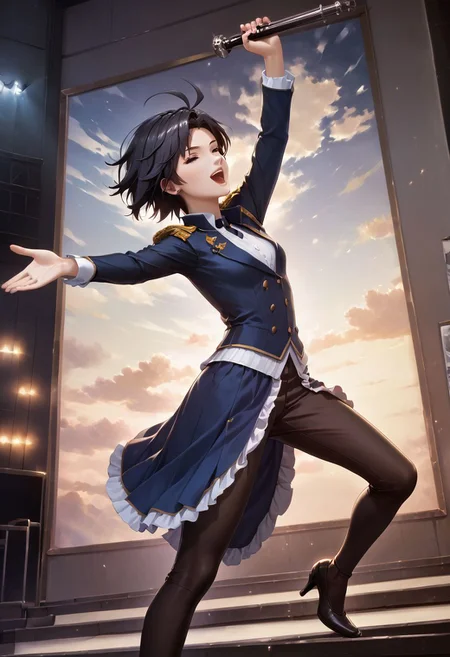 score_9,score_8_up,score_7_up,score_6_up,source_anime, <lora:Worldly_XL:1.10> (rock concert:1.6),
1girl, solo, full figure, dynamic pose, singing, dancing, <lora:KikuchiMakoto_pony_v1:0.9> kikuchi makoto, kkcmkt, short hair, black hair, antenna hair, hair between eyes, black eyes, flat chest, small breasts, (idol clothes, long legs:1.2), delicate strappy heels,
hands, <lora:detailed_hands:1.05>
<lora:HandFineTuning_XL:0.55>
<lora:loraeyesxl:0.65>
<lora:StS_detail_slider_v1:4>
zPDXL, zPDXL-neg