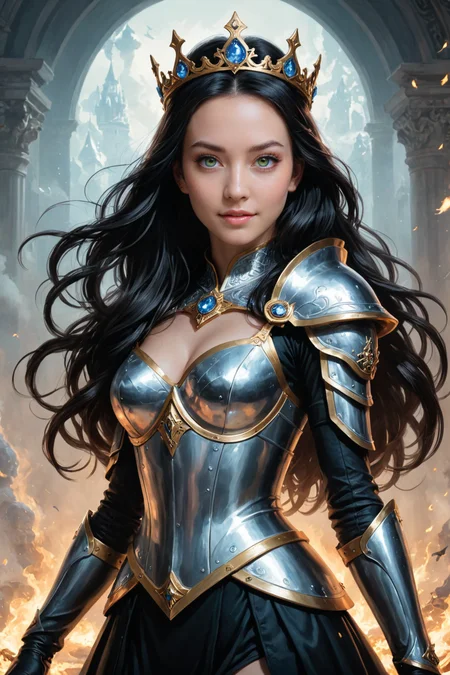 by (((Brian Mashburn) and Mark Lovett) and Hikari Shimoda) and Sydney Edmunds of warlike arcane regal princess <lora:more_art:0.30> <lora:RMSDXL_Enhance:0.50> <lora:RMSDXL_Creative:0.50> <lora:RMSDXL_Photo:0.25> <lora:RMSDXL_Darkness_Cinema:0.50> <lora:clothing_slider:3.00> <lora:great_lighting:1.50> <lora:aesthetic:1.50> <lora:photorealistic_portrait:0.75> <lora:extremely_detailed:1.25> <lora:dpo:0.25> <lora:perfect_hands:0.50>