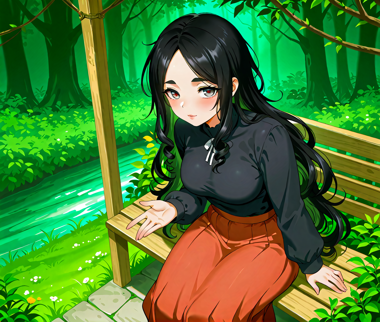 PonyScores7, source_anime, IllustriousQual, Mdastarou, <lora:natsumi_style:0.5>, <lora:by_usakun-pony:0.4> by usakun, <lora:Akina_Bbw_Style_-_PonyXL:0.2> AkinBw
BREAK (Handheld Shot)
BREAK 1girl, mature female, (round face:1.2), (thick eyebrows:1.3), (curvy), round-chin, caucasian, (plump face), <lora:Round_face:0.2>, <lora:ETO_OCPonyXL:0.3> eto_oc, skindentation, (plump), thick thighs, wide hips, busty, voluptuous, lips, <lora:venus body PonyXL:0.3>, <lora:shinyskin2:0.2> glistening skin
BREAK  (((curly hair), long hair, (black hair:1.4), (parted hair:1.7), messy hair, kinky curls, <lora:hairdetailpxl:0.2> hairdetailpxl))
BREAK ((half green and brown eyes), (colorful eyes), (multicolored eyes), (downturned eyes:1.4), <lora:expressive eyes:0.2> expressive eyes, <lora:eyedetailpxl:0.2> eyedetailpxl, <lora:Eyes_High_Definition:0.2> EyesHD)
BREAK (("/:3",  <lora:Expressive_H:0.2> Expressiveh, <lora:Emotional_Anime_Expressions_PonyXL_Concept:0.2> emotional, <lora:Best_Facial_Expression_LoRA_PONY:0.2>, looking at viewer, <lora:Detailed expressive EXEV style -XL Pony V1.0:0.2> FaceDetail))
BREAK ((A man, cloaked in shadows, materializes from thin air, her arrival marked by a ripple of darkness that distorts the very fabric of reality, she raises her hand, and from her fingertips, tendrils of shadow extend, reaching out to grasp and manipulate objects, bending them to her will with an eerie, silent force))
BREAK Red, Beige, and Black stylish wrap top with long sleeves and a flared skirt made of lightweight fabric, demonstrating her moves in a classic ballroom atmosphere
BREAK (((Castle Garden, Secret garden hidden behind ivy-covered walls, secluded stone bench nestled among bushes, meandering stream lined with wildflowers, a canopy of climbing roses overhead)))
BREAK <lora:xl_more_art-full_v1:0.2>, <lora:aesthetic_anime_v1s:0.2>, <lora:EpicF4nta5yXL:0.2>, <lora:detailxl:0.2> detailxl, <lora:Fant5yP0ny:0.2>, best quality, amazing quality, best aesthetic, absurdres, illustration, Volumetric_Lighting, ultra-detailed, very aesthetic, intricate details, 8k, masterpiece, best_quality
BREAK Stable_Yogis_PDXL_Positives, <lora:Complicated fantasy portrait - XL Pony V2.0:0.2>, <lora:HDA_Detailer:0.3>, HDA_FatGirlXL