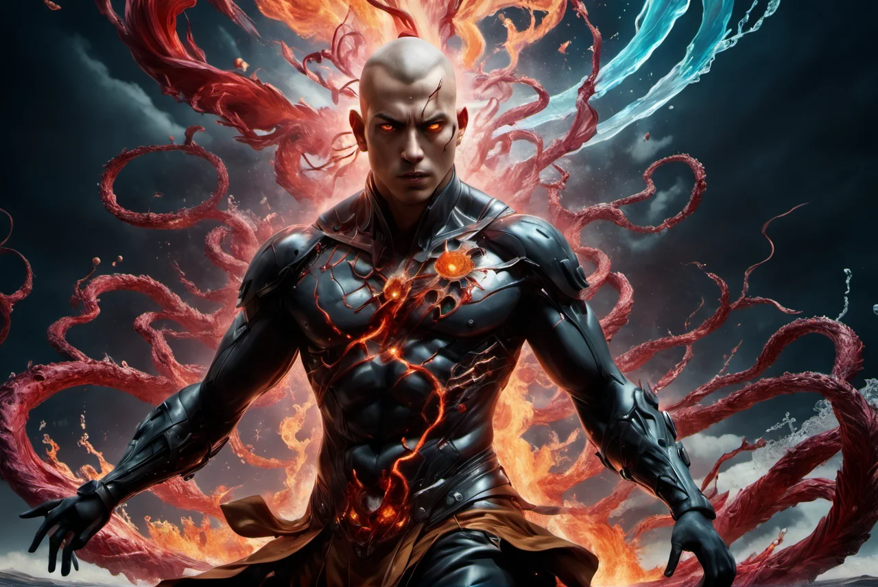 portrait of a corrupted monk,awardwinning, 8k,masterpiece,superpowers,cinematic,epic, mythsxl style,<lora:mythsxl:1>