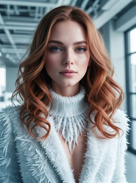 professional photo, 1girl, posing, ginger long wavy hair, office suit made of ice and frost, IceFashion, complex park background
<lora:IceFashion:0.65>
<lora:pytorch_lora_weights:0.8>, , 8k uhd, dslr, soft lighting, high quality, (intricate details:0.9), (hdr, hyperdetailed:1.2)