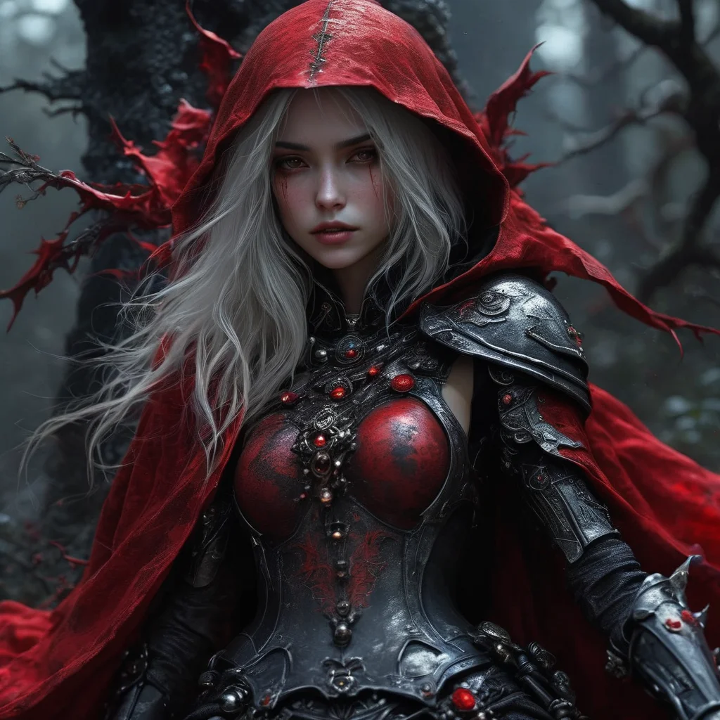 armavena girl death in a scarlet black cloak, very detailed, cinematic, darkness <lora:armavena:1>