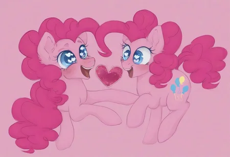 Pinkie Pie, heart floating, heart-shaped pupils, aroused, heart eyes, pink background, HEART GIFT