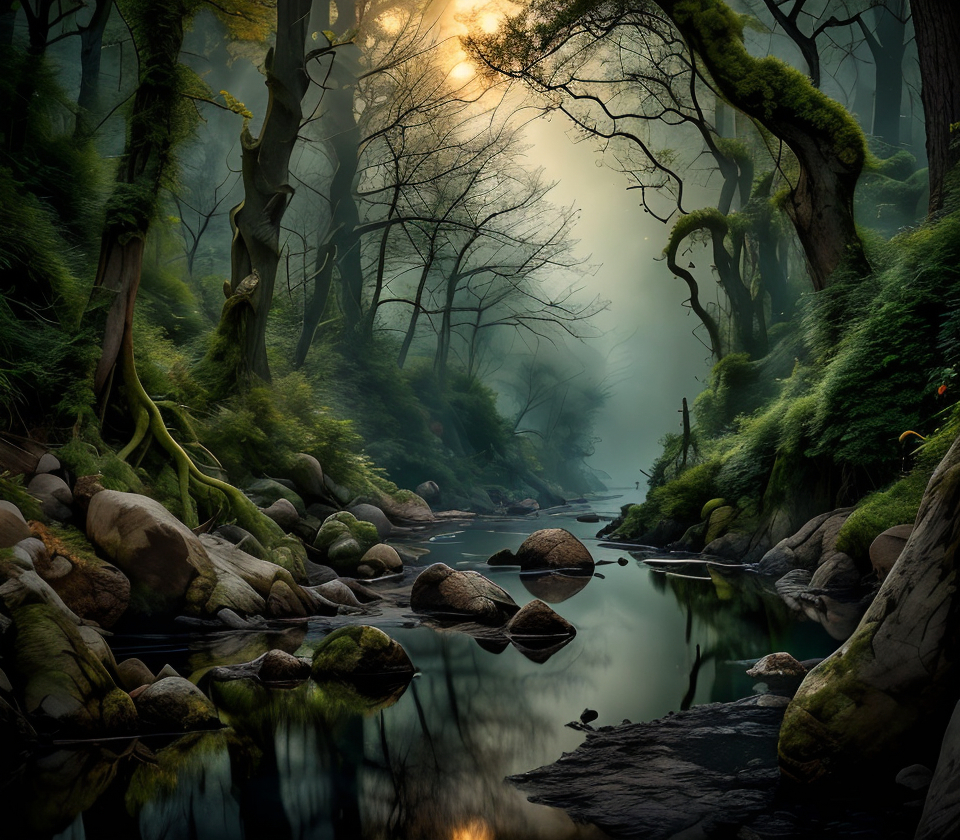 RAW photo, (masterpiece:1.3), subsurface scattering, heavy shadow, (high quality:1.4), (intricate, high detail:1.2), professional photography, HDR, High Dynamic Range, realistic, ultra realistic, photorealistic, high resolution, film photography, ambient lighting, atmospheric effects, <lora:detail_slider_v4:2>, OverallDetail,  <lora:FantasyRiver:1>, fantri, a poisonous river through a sinister and dark forest, fog, epiCPhoto