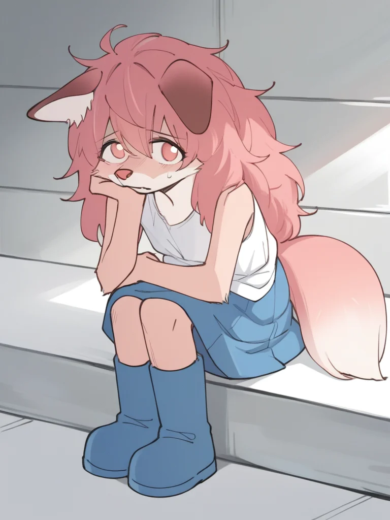 score_9, score_8_up, score_7_up, source_anime, BREAK
looking at viewer, <lora:Furr:1> p1nkfurr, pink hair, pink fur, white fur, two-tone fur, furry female, furry, pink eyes, long hair, dog ears, dog tail, white vest, no sleeves, blue skirt, blue boots,