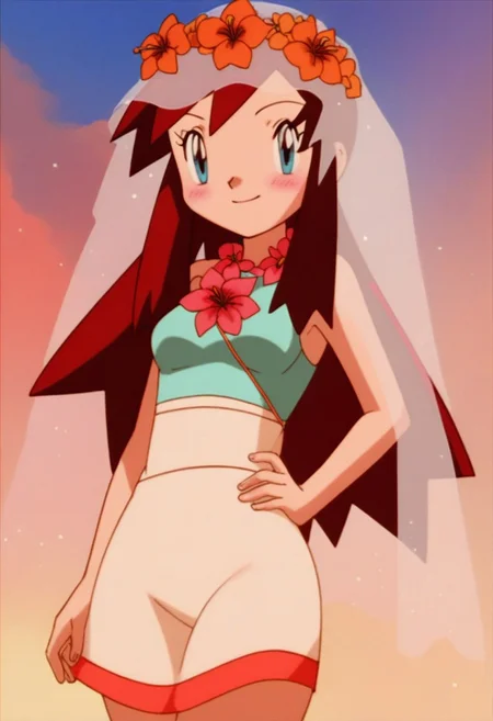 score_9, score_8_up, score_8, medium breasts, (curvy), cute, eyelashes, BREAK, , zzMelody, dress, bridal veil, sleeveless,
hand on hip,
<lora:Melody_Pokemon_PDXL:1.0>, , BREAK, closed mouth, smile, looking at viewer, blush, cowboy shot, Expressiveh,
tropical beach, waves, flowers,
