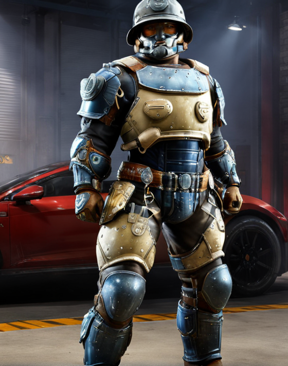 ((Masterpiece, best quality,edgQuality,photorealistic,ultra photorealistic)),standing,posing for a picture,
edgHalo_armor,power armor, a man in a helmet and armor standing in a garage ,wearing edgHalo_armor
 <lora:edgHaloXL:1>