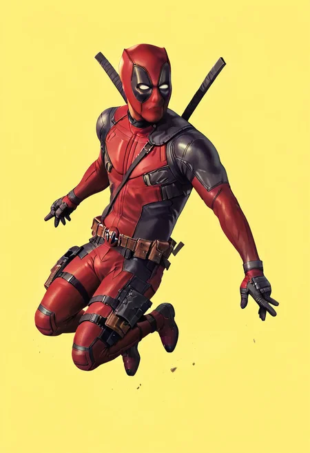 score_9, score_8_up, score_7_up, eng-mddltn 
BREAK 
deadpool, bodysuit, 1boy, jump, jumping 
BREAK 
epic, detailed, yellow background,