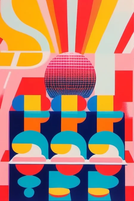 <lora:risograph-sdxl:1>,  risograph, retro poster for a disco party, clean lines, eye-catching composition