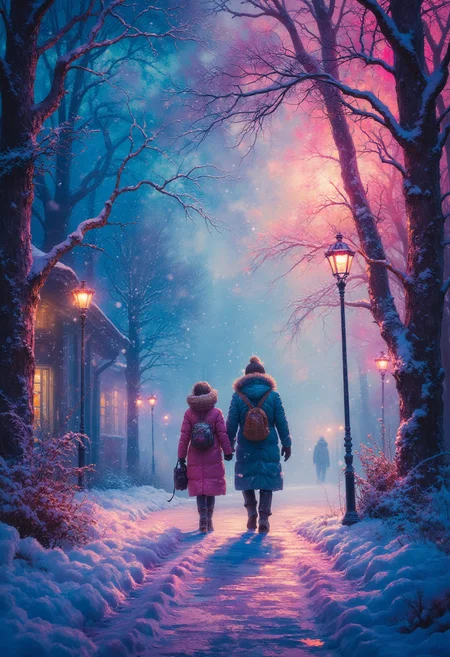 Walking in a winter wonderland, vibrant glow