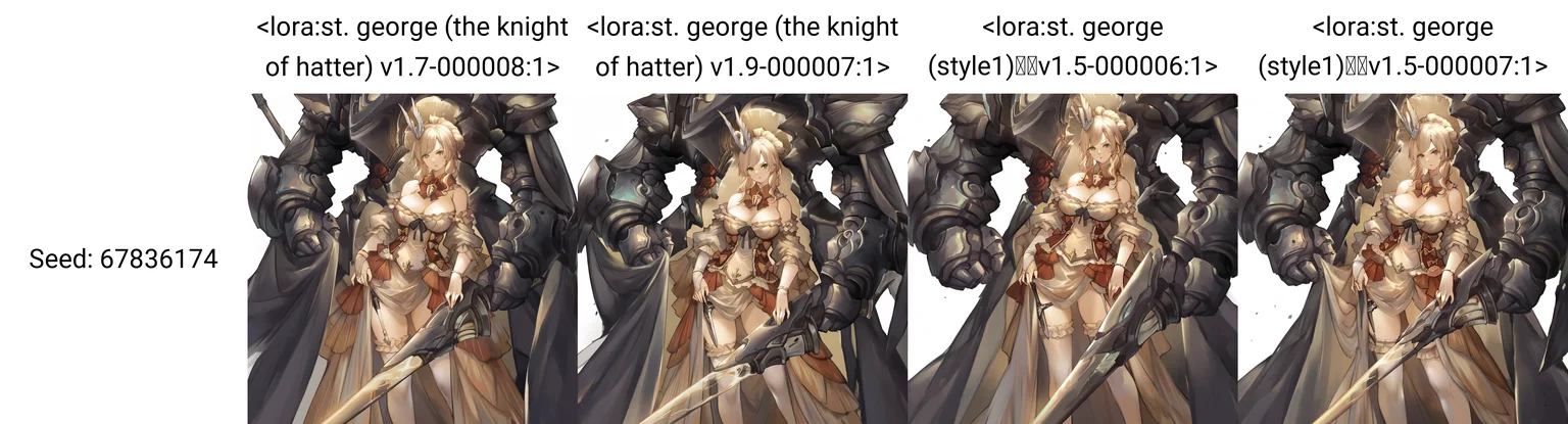 st. george (style3),1girl,cleavage,solo,looking at viewer,bare shoulders,red flower,long hair,frilled dress,red bow,polearm,huge weapon,lance,weapon,dagger,standing,dress,swan hair ornament,swan,shield,red bowtie,shield bowtie,detached collar,bow,black bow,skirt hold,rose,red rose,flower,large breasts,puffy detached sleeves,puffy short sleeves,detached sleeves,frills,green eyes,braid,single hair bun,updo,ponytail,sidelocks,parted lips,head tilt,knight,robot,mecha,armor,full armor,arm shield,blonde hair,rigging,black dress,wristband,jewelry,fingerless gloves,single glove,single fingerless glove,two-tone dress,white dress,red dress,breasts,off-shoulder dress,gauntlets,protect,feet out of frame,cockpit,white thighhighs,frilled thighhighs,planted spear,spear,holding weapon,holding polearm,holding,bident,white background,<lora:st. george (the knight of hatter) v1.7-000008:1>,