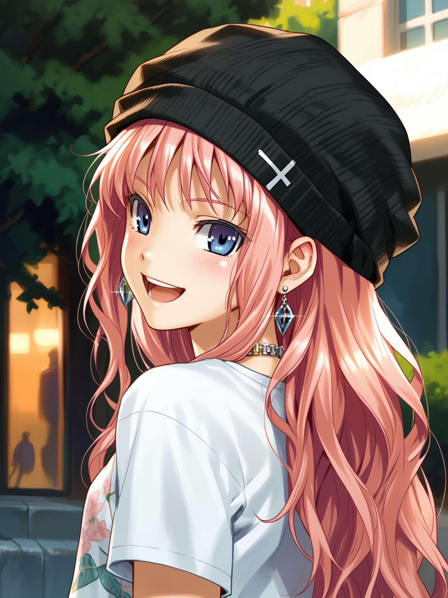 (upper body, solo focus:1.2) <lora:happy_tentacle-cecile-v0.1-000039:0.9>, ht_cecile, pink hair (petite:1.2), <lora:Shed_The_Skin's StS_age_slider_v1_initial_release:-1> ( :1.1) ( , , (scared :1.2) , smile , looking back :1) , outdoors, vegetation, ( :1.1), spring \(season\) , (dusk :0.6), , (:0.5), , ( :0.9), (contemporary, streetwear:1.2), torn jeans, denim , beanie , crop top , , two-sided fabric, (jewelry:1.2), earrings, bracelet, necklace, (gradient hair:1.2) , ( :0.8) score_9, score_8_up, score_7_up, score_6_up, score_5_up, score_4_up, ( [(realistic, photorealistic:1.3):(realistic:1.2):16] [(3d:1.2)::14] :1) <lora:LUUNA's Lunas-NijiJourney-SDXL-B2:0.35>, nijijourney <lora:prgfrg23's Counterfeit-V3.0 Style SDXL_LoRA_Pony Diffusion V6 XL:0.5> <lora:mfcg's mfcgXL:0.12> <lora:reweik's gyokai(himehajime)_PonyXL_style_v01:0.14>