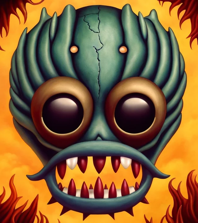 A creepy alien predator, Very detailed, clean, high quality, sharp image, Naoto Hattori, "based on H.P Lovecraft stories"