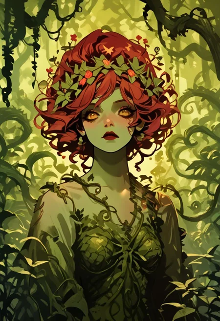 score_9, score_8_up, score_7_up, score_6_up,  fl4ttr1p,
Poison Ivy, 1girl, solo,