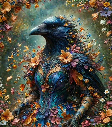 cinematic still novuschroma06 style, Corvidfolk, dancer, beautiful with flowers, dancing, ral-drptpl, ral-dissolve, damagedphoto, vignette, border, tape, corners, edges . emotional, harmonious, vignette, 4k epic detailed, shot on kodak, 35mm photo, sharp focus, high budget, cinemascope, moody, epic, gorgeous, film grain, grainy, novuschroma06 style, Corvidfolk, dancer, beautiful with flowers, dancing, ral-drptpl, ral-dissolve, damagedphoto, vignette, border, tape, corners, edges, bright, colorful, shiny, vivid, shining, highly detailed, complex, vibrant colors, symmetry, perfect, coherent, great composition