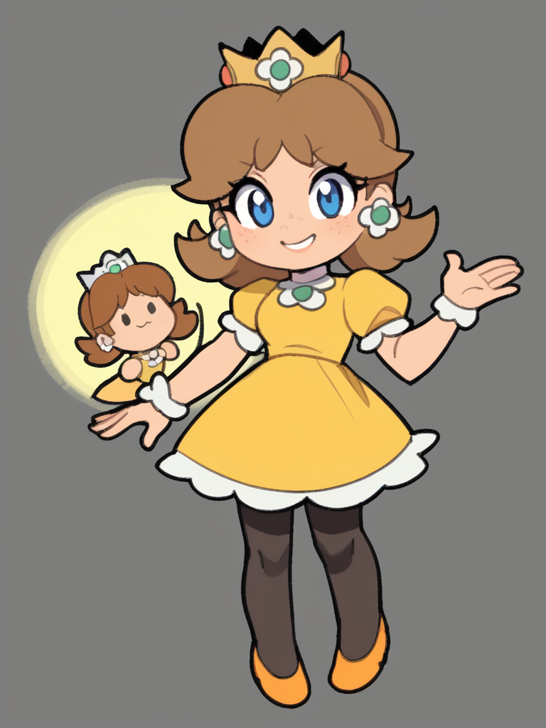 score_9, score_8_up, score_7_up, source_anime, BREAK
1girl, solo,  <lora:TemmieChang-20:1> sketch, :3, dress, black pantyhose, chibi, Princess Daisy, brown hair, medium hair, freckles, tan-skinned female