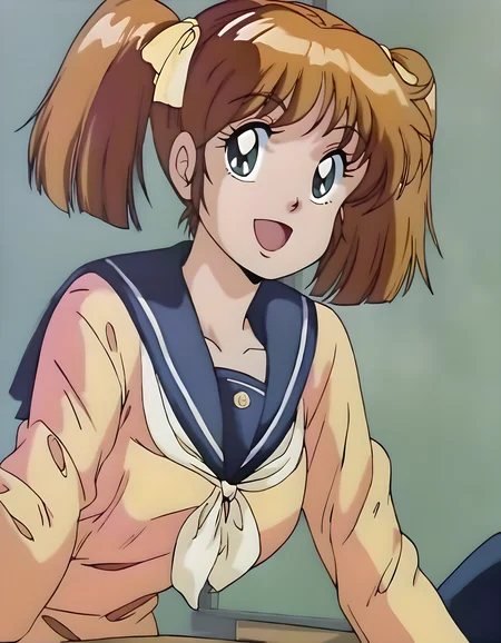 <lora:pony_xl_tomo:1>,tomo,1girl,best quality,masterpiece,super fine illustration,twintails,solo,looking at viewer,smile,open mouth,school_uniform,sailor,classroom,