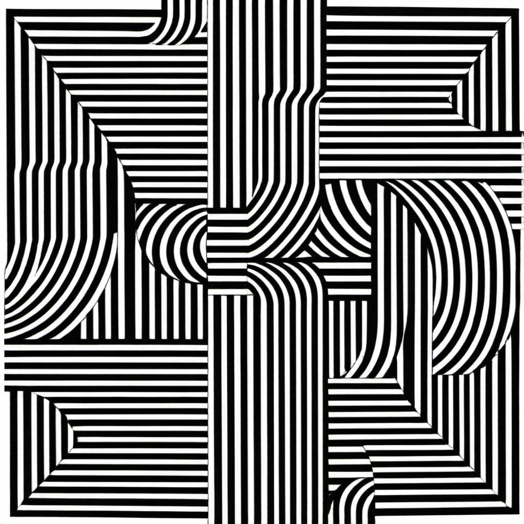stripes Le Parc  a cross path with a black and white design abstraccion geometrica, stripes, lineas, patterns, black and white  <lora:LeParc_AI_LoRA_XL_v2.1:1>
