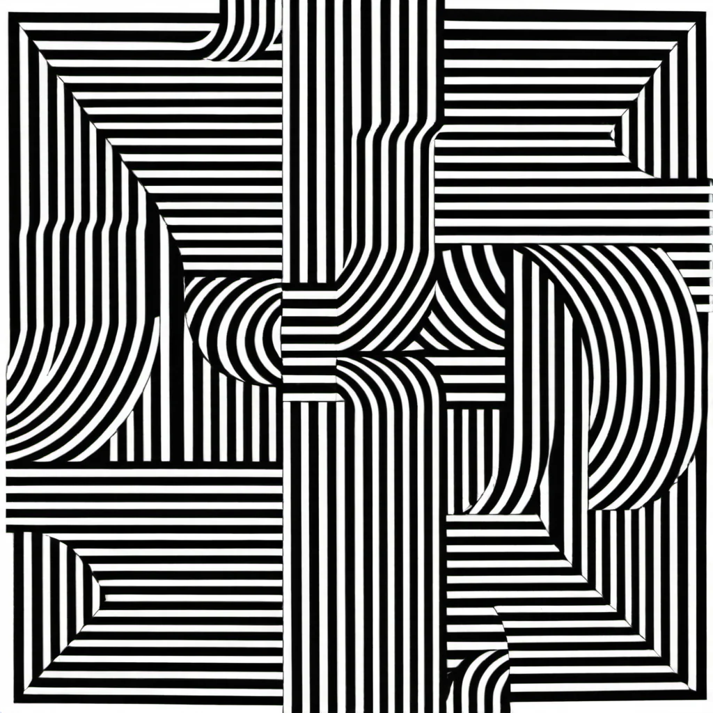 stripes Le Parc a cross path with a black and white design abstraccion geometrica, stripes, lineas, patterns, black and white <lora:LeParc_AI_LoRA_XL_v2.1:1>