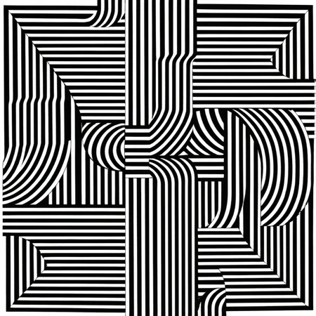 stripes Le Parc a cross path with a black and white design abstraccion geometrica, stripes, lineas, patterns, black and white <lora:LeParc_AI_LoRA_XL_v2.1:1>
