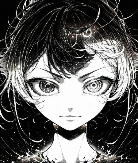 masterpiece, best quality, absurdres, highres, newest, limited palette, black background, colorful, vibrant, glowing outline, monochrome, black and white, close-up, face focus, eye focus, dark_eye_focus,
, <lora:dark_eye_detail_illus:0.8>, <lora:youjo_senki:0.8>, tanyadegurechaff,