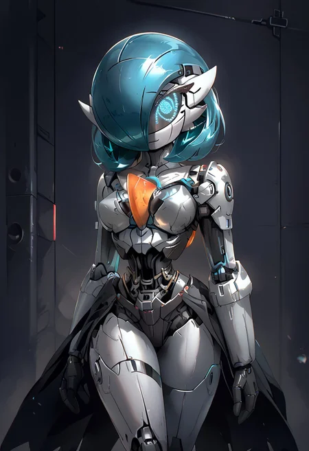 (((gardevoir))), female, anthro, metalic white skin, score_9, score_8_up, score_7_up,
 Android gardevoir, robotic face, LED screen eyes, robot body, metal skin, SilverPulse, armor,